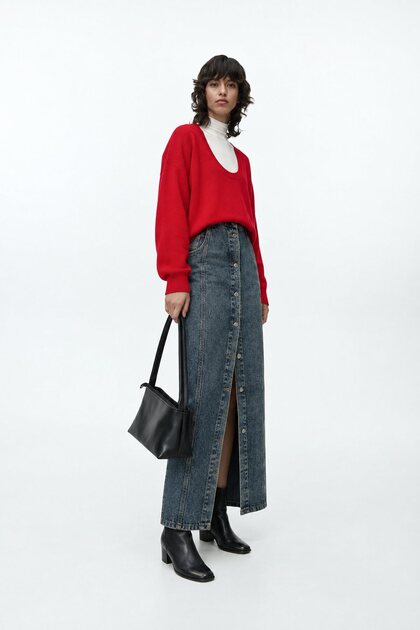 Deep Neck Tricot Sweater