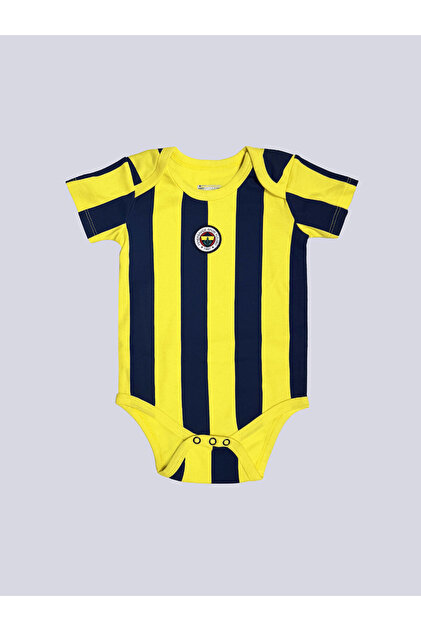 Sarı Lacivert Çubuklu Bebek Body