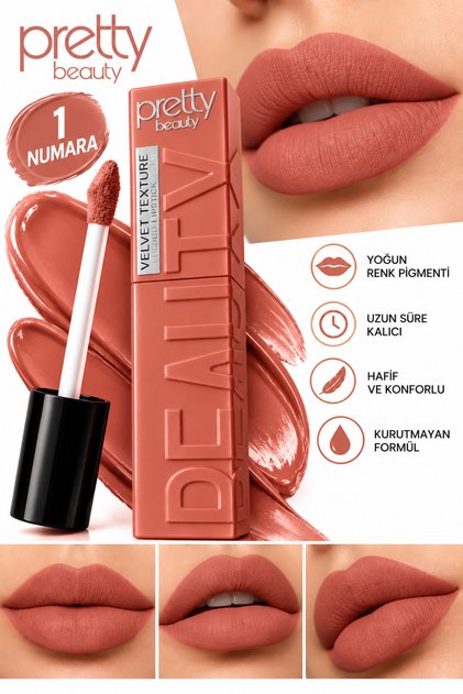 Velvet Texture Likit Ruj Yoğun Pigmentli Uzun Süre Kalıcı Hafif Formül