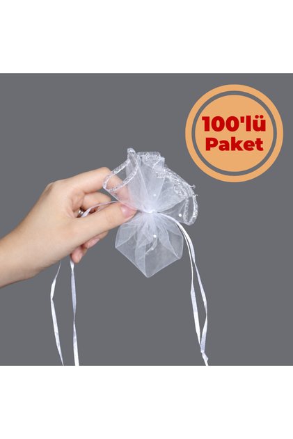Paraşüt Kese Beyaz 26x26 cm 100'lü Paket Çerez Şeker Kurabiye Hediye Bohça Çeyiz