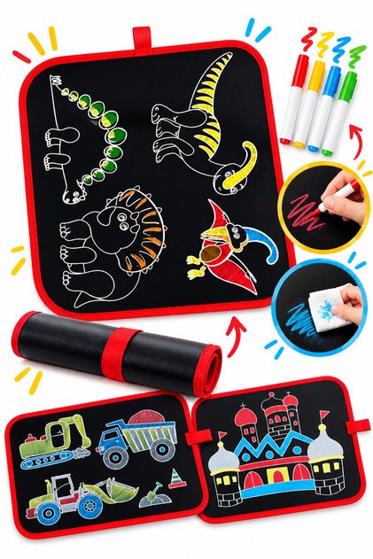 Magic Coloring Mat with 4 Pens | Reusable Children's Painting and Drawing Mat | Educational Activity Toy for Ages 3+