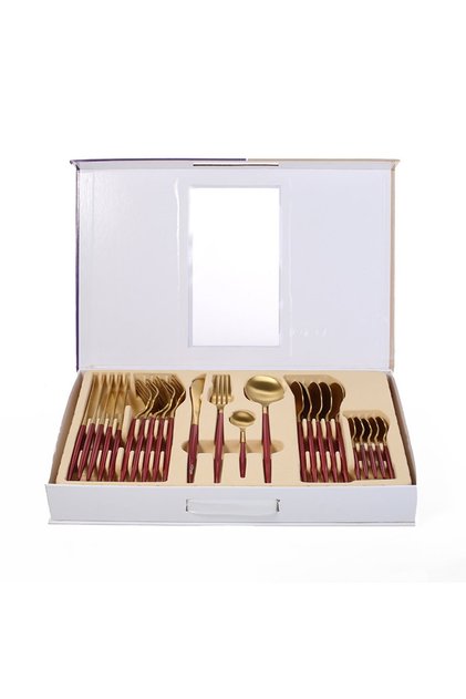 24-Piece Spoon Set, Red and Gold