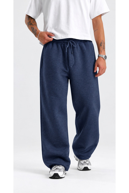 Men's Plain Unprinted Winter Fabric Adjustable Cuffed Leg Baggy Premium Sweatpants