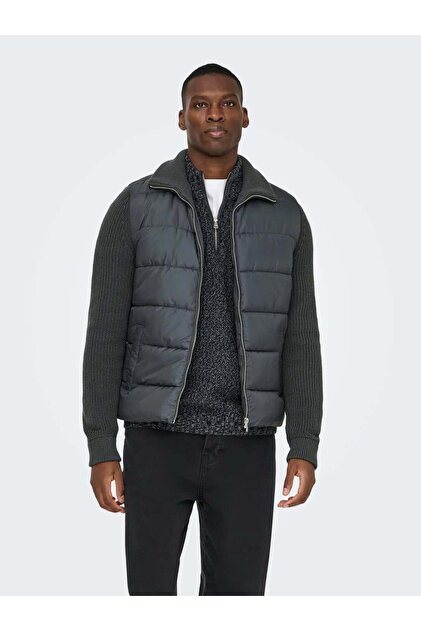 Onsmane Life Men's Hooded Regular Fit Jacket Grey Pinstripe