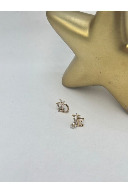 Love Pearl Detail Minimal Steel Earrings