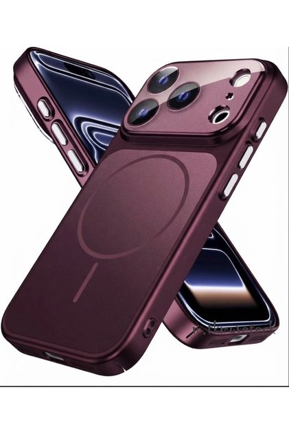 iPhone 14 Pro Max Case 18 Pro Max Appearance, Magsafe Feature, Camera Protected Pc Convertible Cover - Burgundy