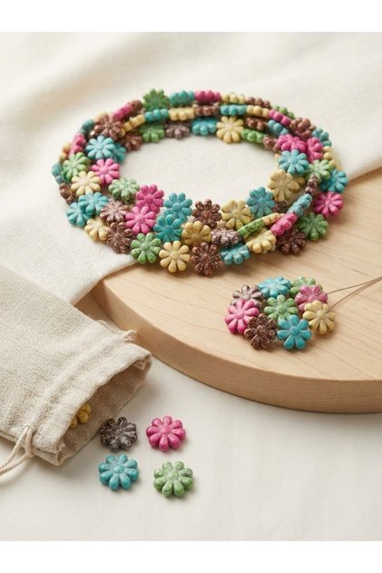 14 mm Colorful Daisy Acrylic Beads – 1 String (20 Pieces)