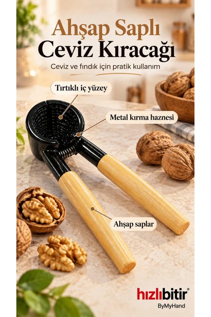 Döküm Metal Ahşap Saplı Ceviz Kıracağı