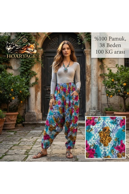 Authentic Village Salwar 100% Cotton Viscose Floral Patterned Comfortable Cut Women's Salwar with Net 38Size 100 kg