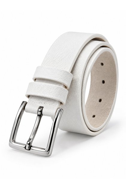 Men's 3.5 cm Classic White Belt 100% Genuine Classic Men's Buffalo Leather Single Layer