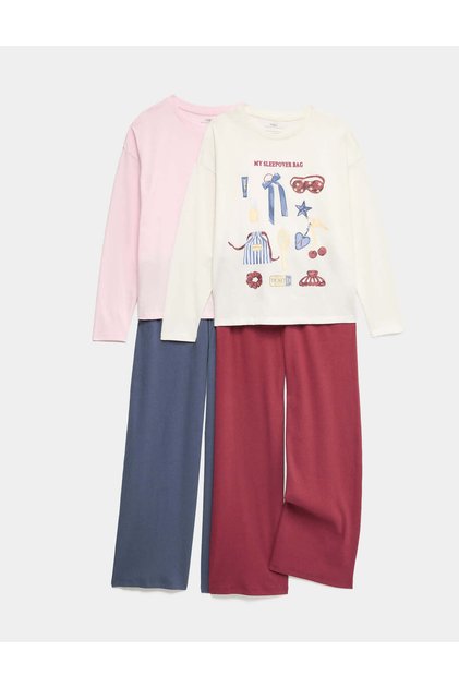 2'li Saf Pamuklu Çocuk Pijama Takımı