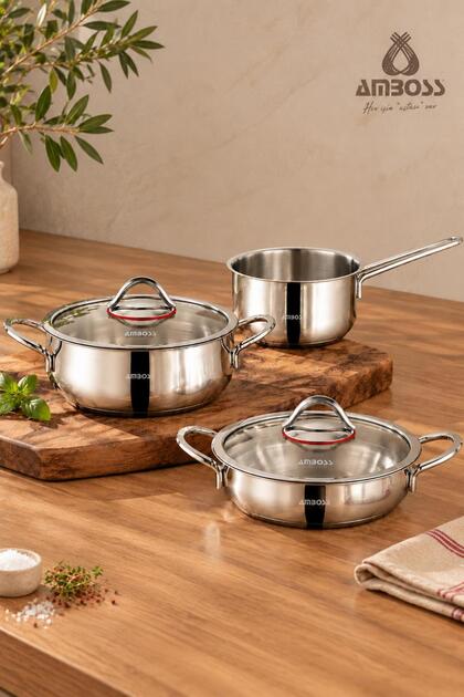 Carmine 5-Piece Stainless Steel Mini Pot and Milk Pot Set