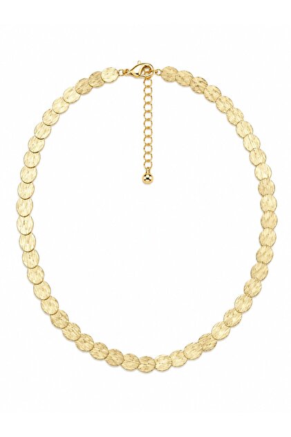 Oval Sequin Row Gold Necklace