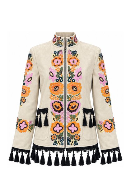 Premium Embroidered Jacket with Tassel Detail