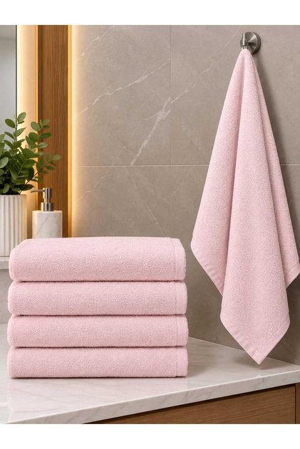 50*85cm Pink 4-Pack Cotton Velvet Embroidered Blank Towel Ultra Water-Absorbent-Utra Comfort