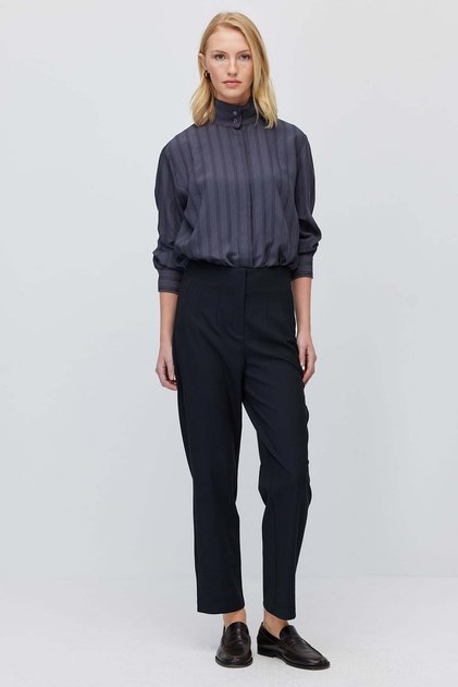 Women's High Waist Cuff Detailed Fabric Pants
