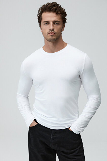 Taglio Men's Long Sleeve White T-Shirt