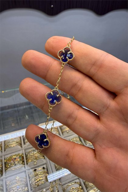 Yonca Taşlı Bileklik Gold Renk