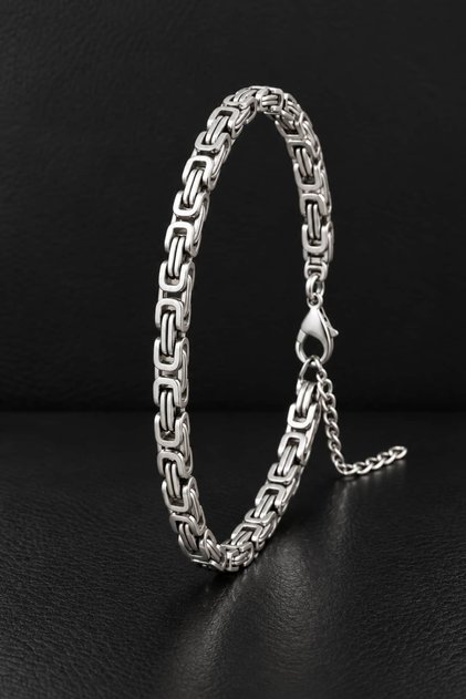 Men's Steel Bracelet Thin King Model 5 mm Steel Bracelet with Extension