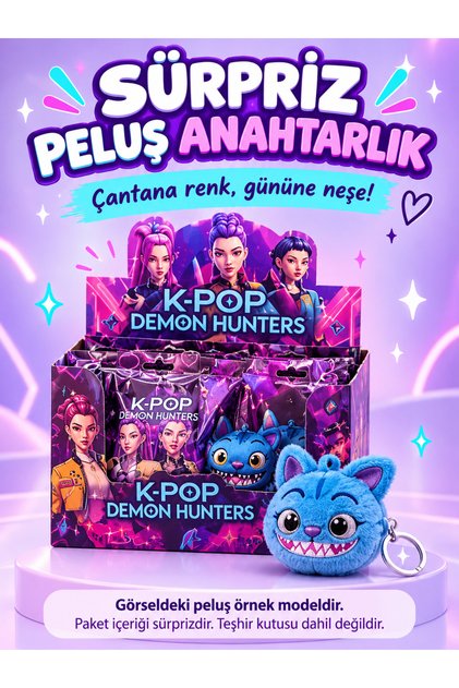 K-Pop Demon Hunters Sürpriz Peluş Anahtarlık ve Çanta Süsü – 1 Adet Sürpriz Paket