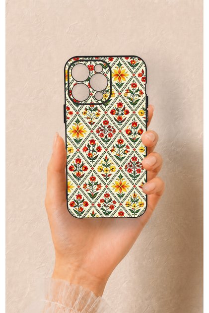 iPhone 13 Pro Max Compatible Tile Tulip Pattern Silicone Case