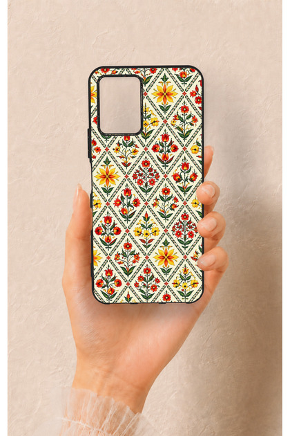 Vivo Y21 Compatible Tile Tulip Patterned Silicone Case