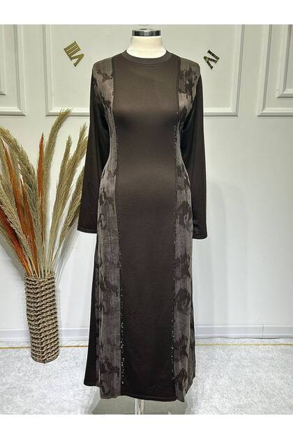 Women's New Season Elegant Stone Embroidered Kupra Combed Cotton Fabric Dress