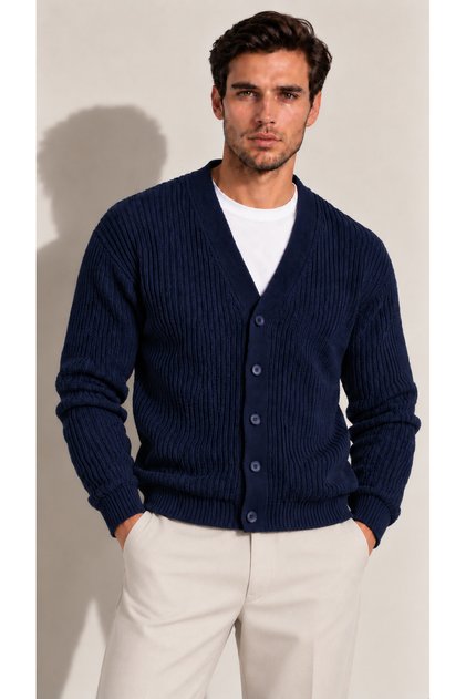 Men's V-Neck Buttoned Medium Slim Top Jacket