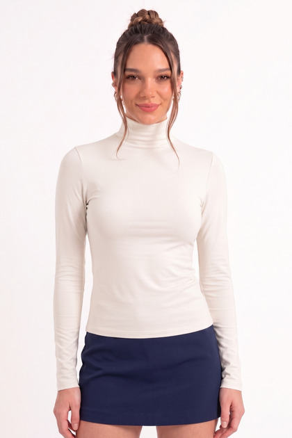 Kadın Balıkçı Yaka Uzun Kollu Premium Soft Bluz