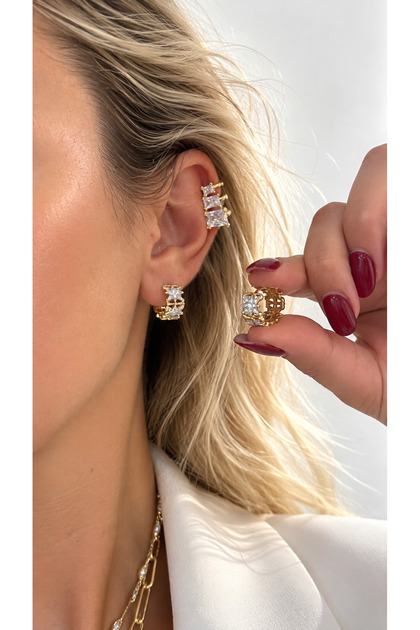 Mini Stainless Steel Hoop Earrings with Star Motif