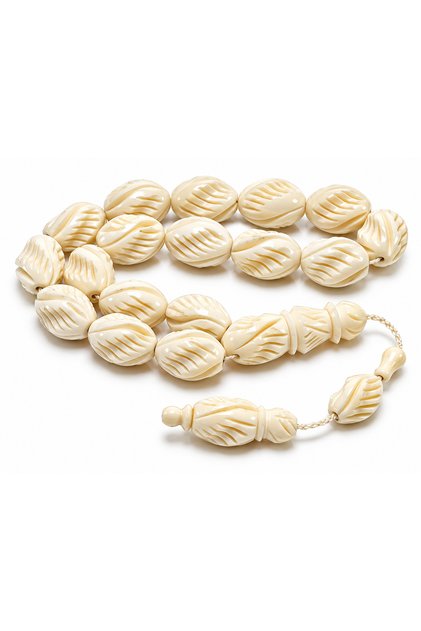 Carved Camel Bone Prayer Beads Mascot Size Handcrafted Custom Embroidered Prayer Beads