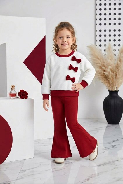 Girl's 2-Piece Set with Bow Detail Leggings Without Pockets