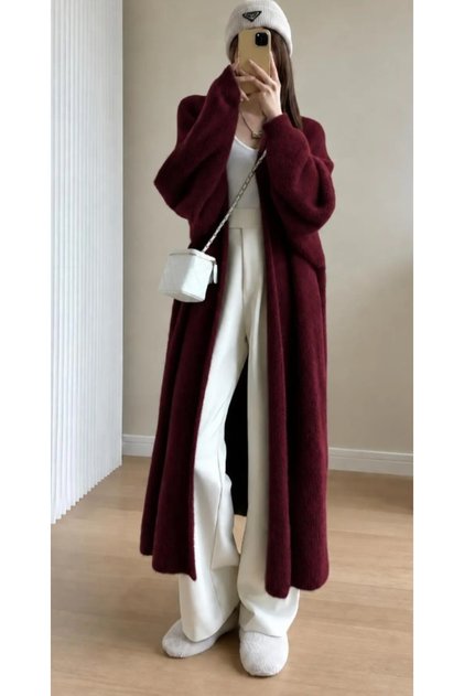 Women's Oversize Long Knitwear Cardigan Shawl Collar