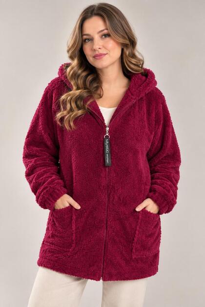Peluş Teddy Fermuarlı Ceket