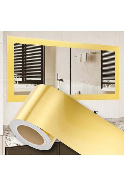 Peel and Stick Wallpaper Border Brushed Gold, 390" x 4" Self-Adhesive Mirror Frame Trim – Waterproof