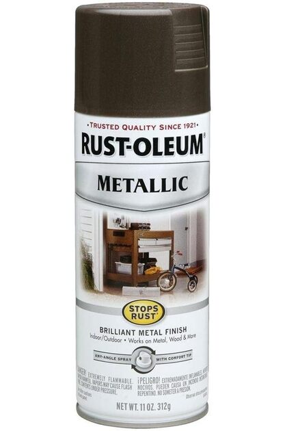 طلاء رذاذ معدني من Rust-Oleum 248636 لوقف تكون الصدأ، 11 أونصة، لون برونزي مصقول بالزيت، 11 أونصة
