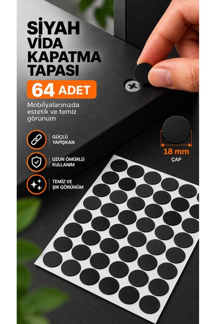 Yapışkanlı Vida Kapatma Tapası Mobilya Vida Gizleme Etiketi Dekoratif Kapama Sticker Seti