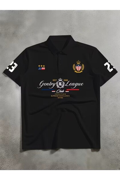 تي شيرت رجالي مطبوع ذو ياقة بولو من Gentry League Club Prestige ذو قصة عادية