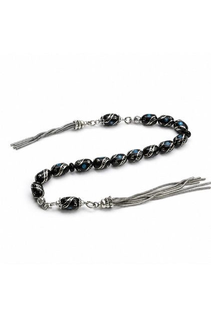 Double Fountain Turquoise Alpaca Embroidered Oltu Stone Zaza Rosary
