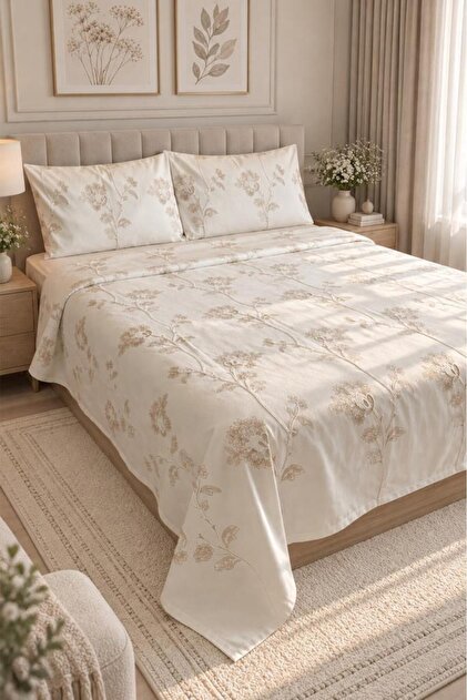 Santape Embroidered Chenille 3-Piece Double Bedspread Beige
