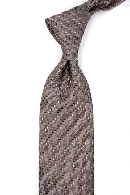 Beige Dot Pattern Classic Tie with Handkerchief Kk14005