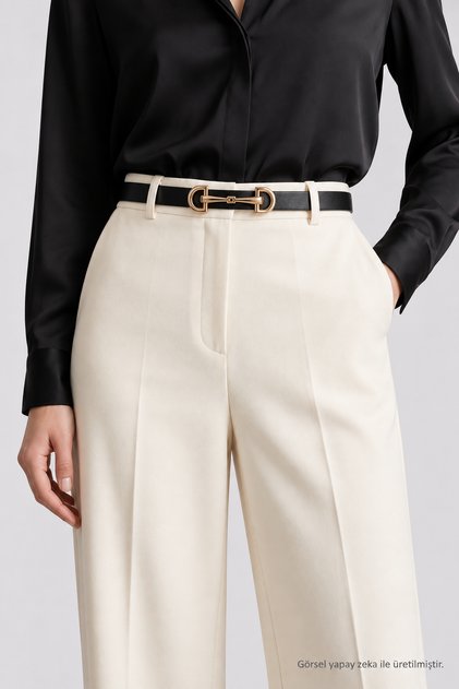 Thin Gold Buckle Faux Leather Belt Lkm0001 Black