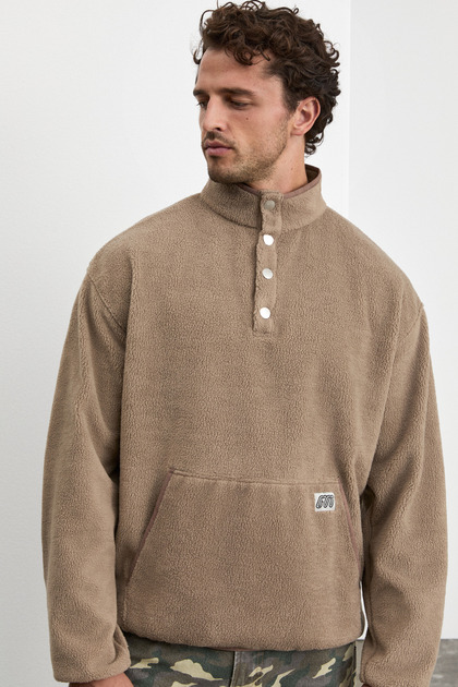 Glaims men's stand collar mink sweatshirt
