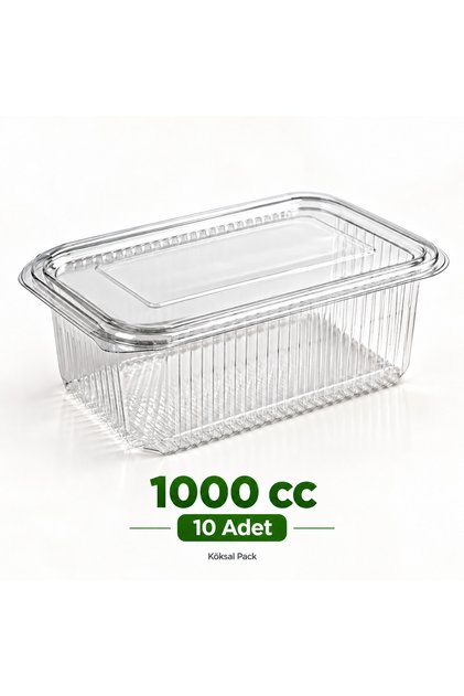 10 Pcs 1000 Cc Leak-Proof Flat Lid Transparent Pet Food Container Salad Appetizer Yogurt Takeaway Container