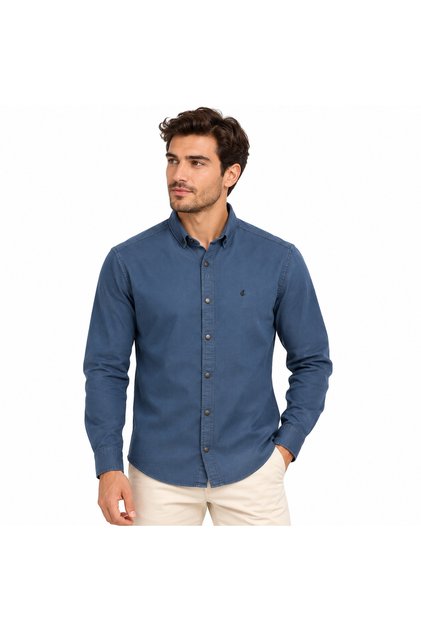 Premium Dokulu cepsiz düz Gabardin Kot Trend Erkek Gömlek