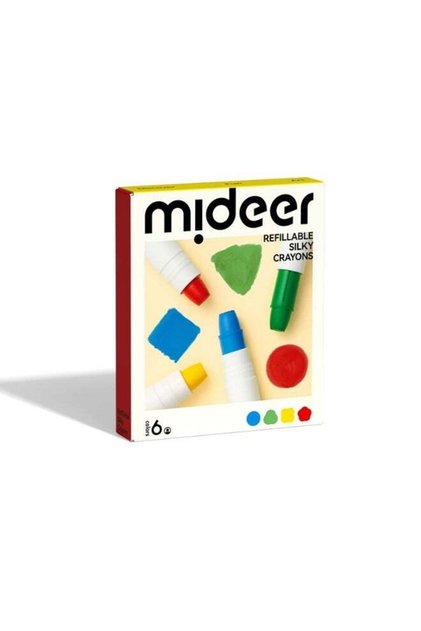 Mideer Refillable Silky Crayons 6 Colors – Quick Dry Washable Crayons for Kids, Smooth Coloring Twi
