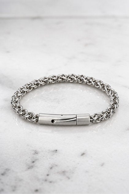5 mm Thickness Wicker Weave Model Men's Steel Bracelet