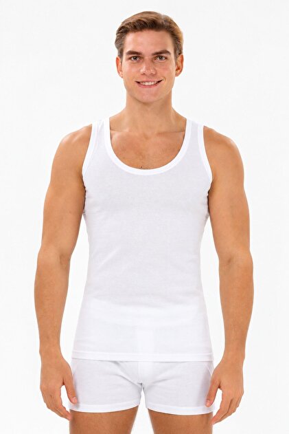 00 Premium Men's 100% Cotton Single Jersey Sweat-Absorbing Comfortable Cut Extra White Undershirt