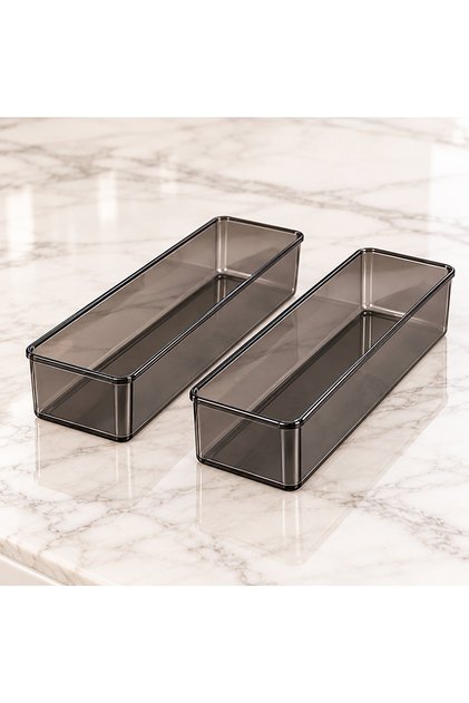 Set of 2: 2-Drawer Modular Drawer Organizer | Kitchen Bathroom Cabinet Organizer Box