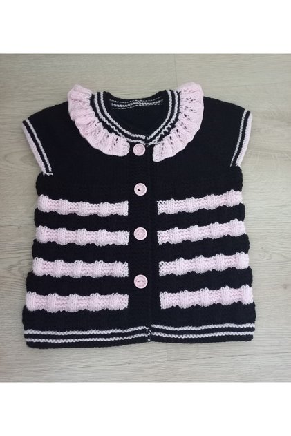 Hand Knitted Baby Girl & Child Vest 1 Year Old – Handmade Soft Yarn